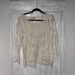 Express White lace knit top